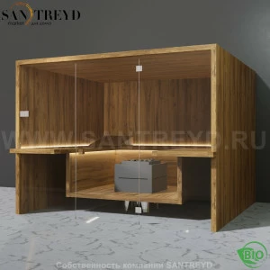 Effegibi AIR BI90120002 Био-сауна. Установка: к стене. Мощность: 12 кВт макс. Размеры: длина 283 см, ширина 252 см. Отделка: осина термообработанная.