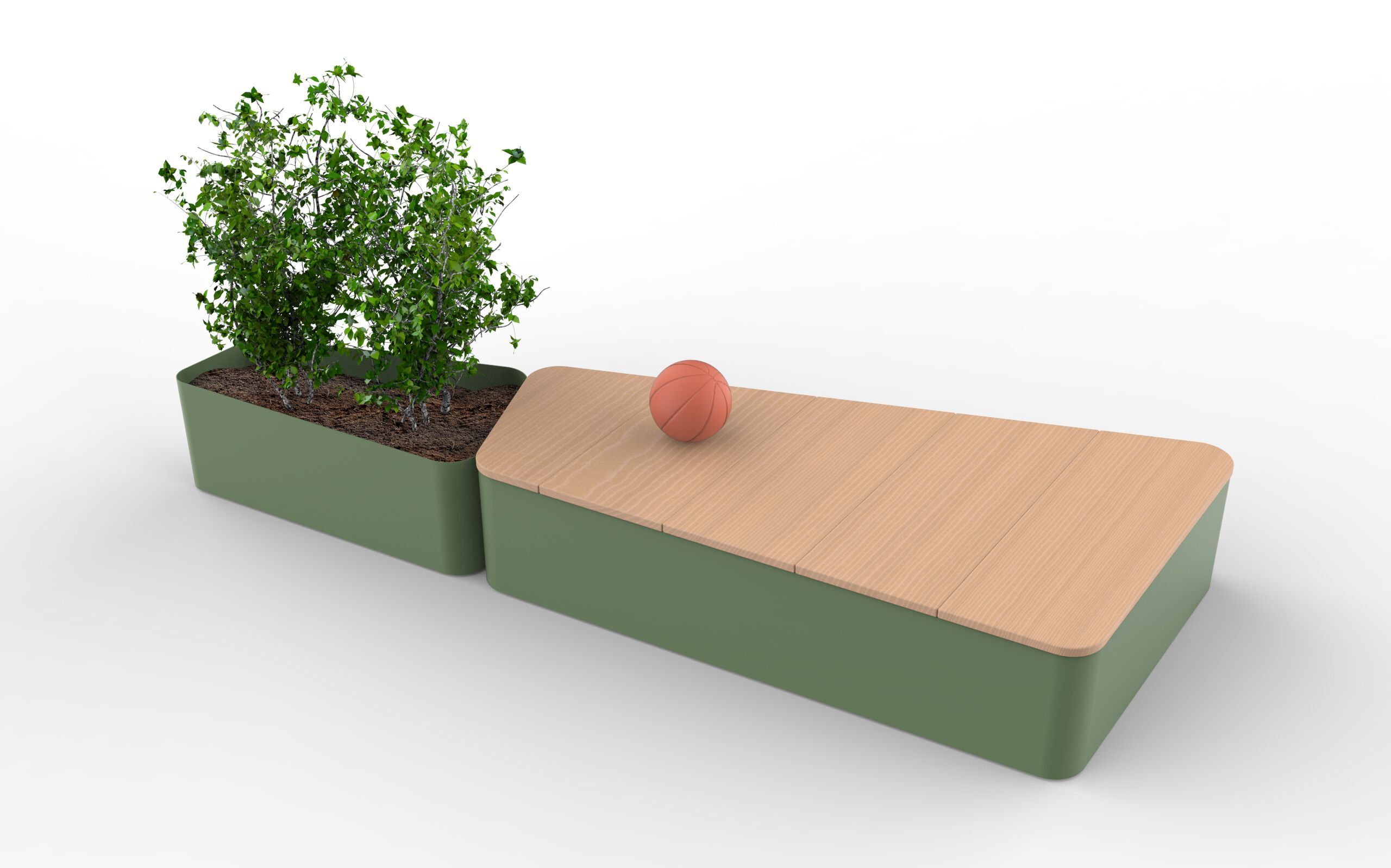 Модульная скамейка из стали и дерева со встроенной плантатором без спинки CITYSì DOLMEN ARCH-00142544 - Вид №2