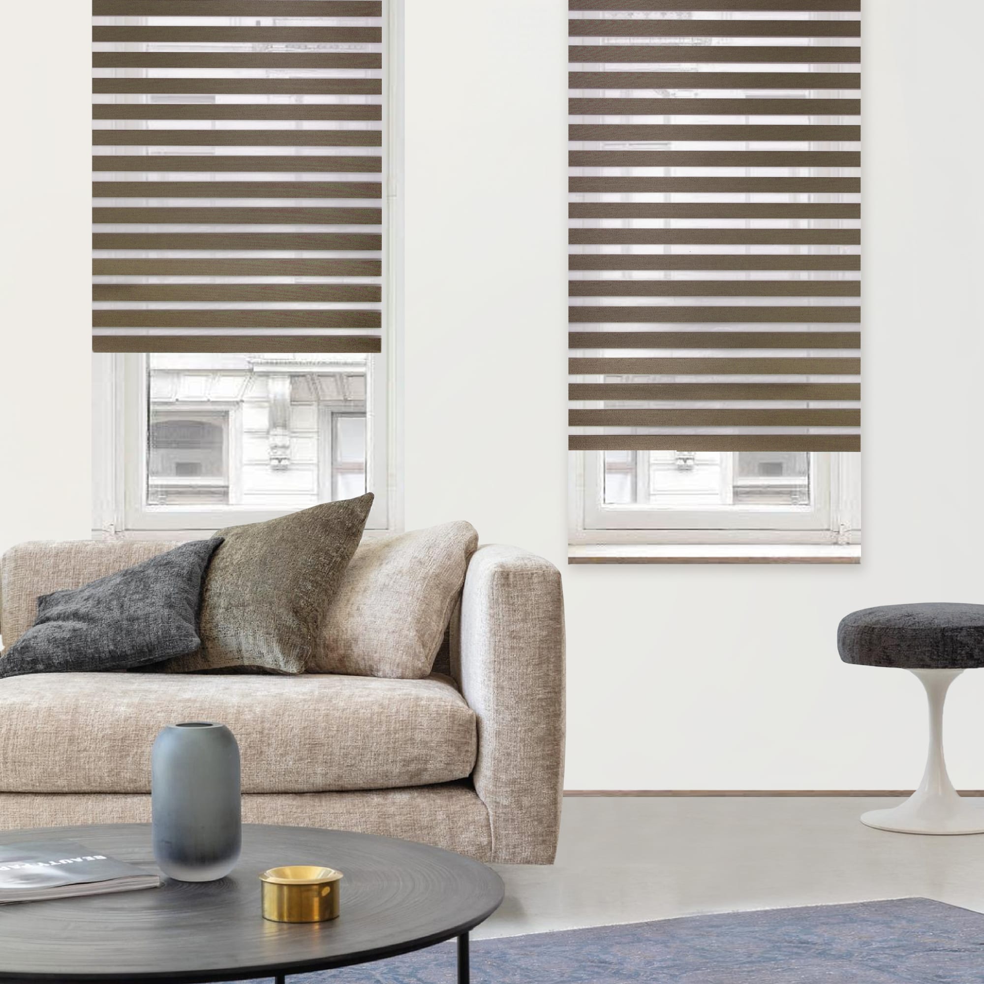 82614508 Штора рулонная день-ночь Miamoza Blackout Rain 40x160 см, цвет коричневый Santreyd  - Вид №2