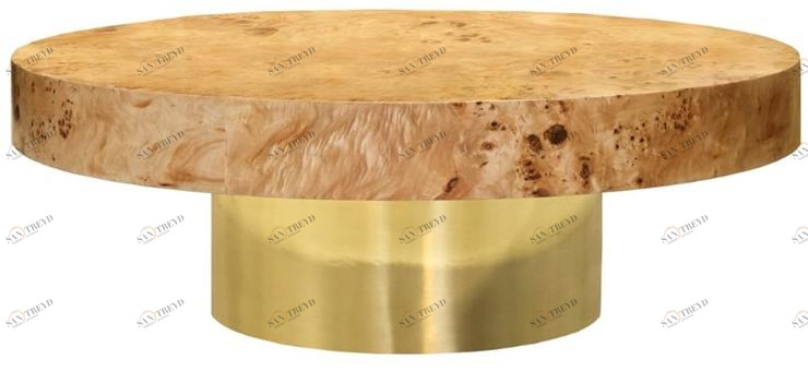 ANA ROQUE INTERIORS Низкий круглый журнальный столик с металлическим основанием и деревянной столешницей Luxury sun-id-1364557