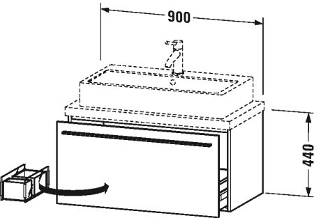 XL540309090 Тумбочка для компактной консоли X-Large #XL5403 900 x 478 мм Фланелево-серый шелковисто-матовый лак Duravit - Вид №1