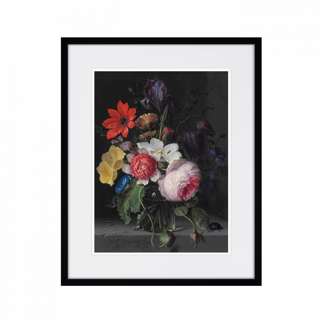 Картина в деревянной раме 52х42 см A peony, an iris, a poppy anemones, 1710г. КАРТИНЫ В КВАРТИРУ  264548 Белый;коричневый;разноцветный  - Вид №1