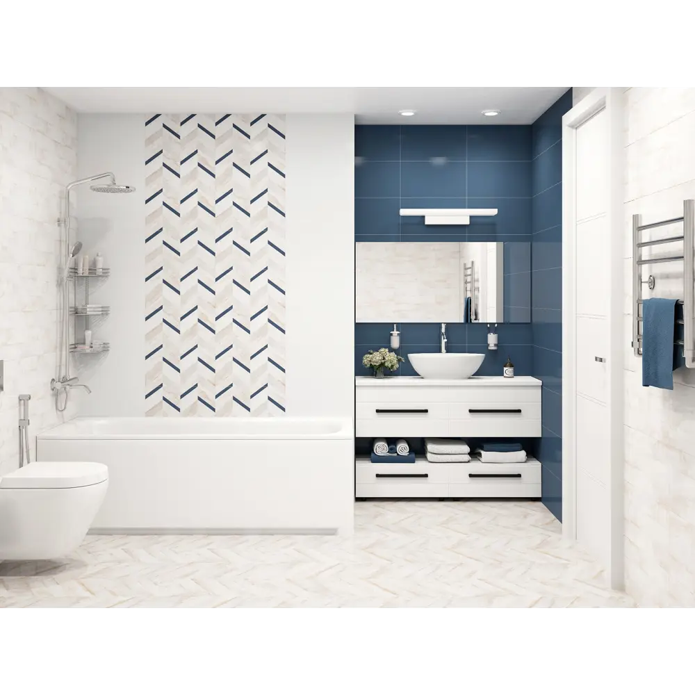 Плитка настенная LB Ceramics Блю Шеврон Полосы 1.46 м² 25x45 см матовая цвет бежевый STLM-2161556 - Вид №5