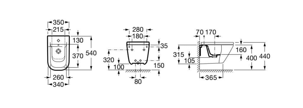 Фарфоровый подвесной биде Roca The Gap ARCH-00152936