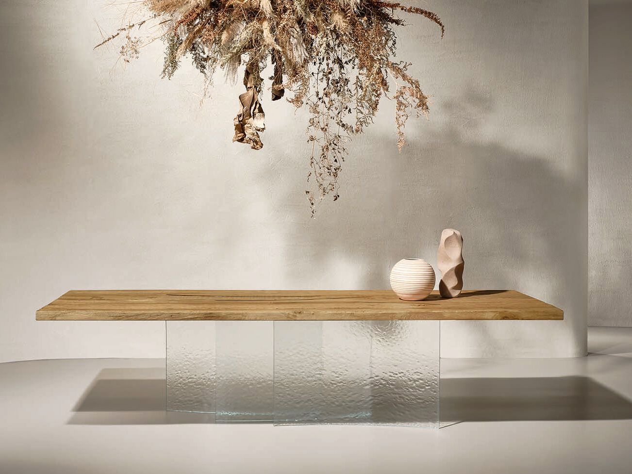 Прямоугольный обеденный стол из дерева и стекла Naturedesign Origin ARCH-00024494 - Вид №1