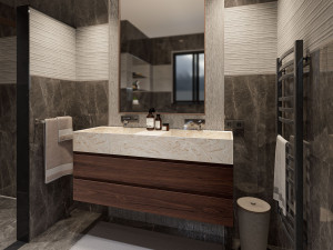 Двойная раковина из грецкого ореха с ванной из кориана