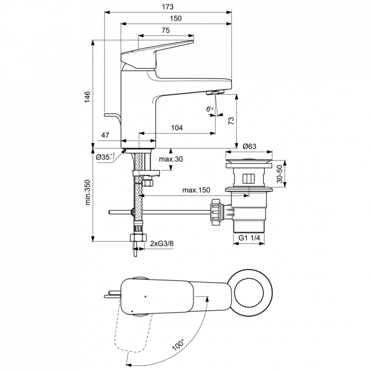 BD213AA Смеситель для раковины Ideal Standard CERAPLAN  - Вид №3