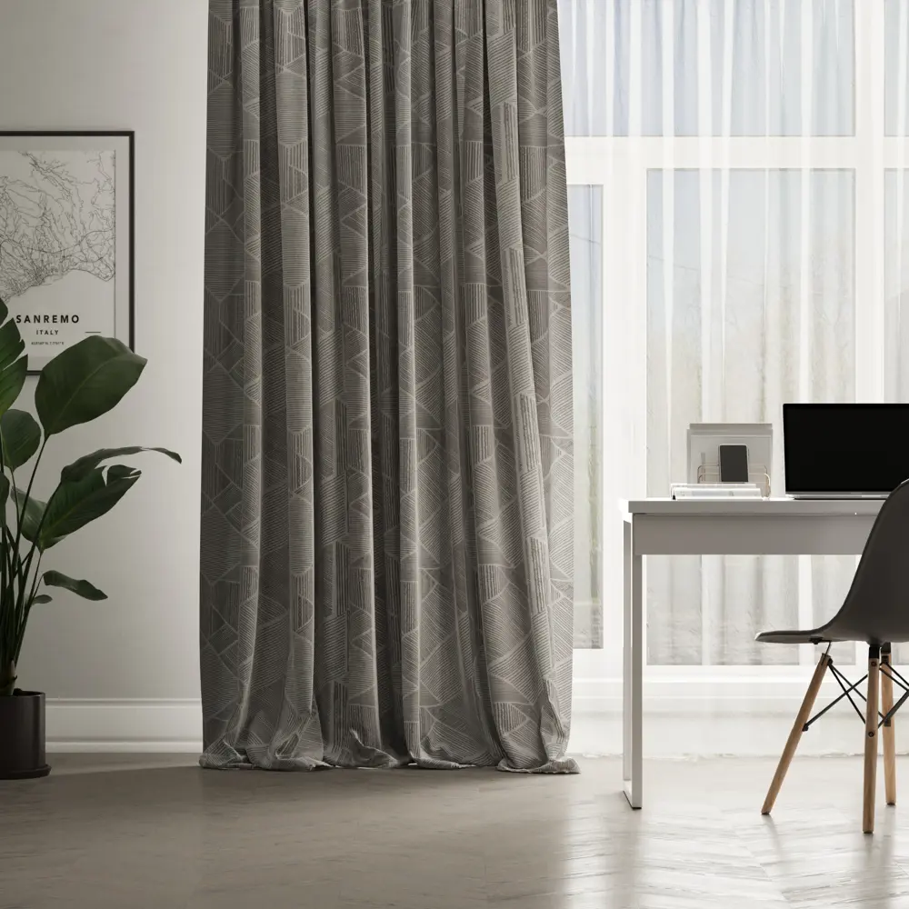 Штора на ленте Inspire Bindu 140x260 см цвет серый 83562068 STLM-2055573 