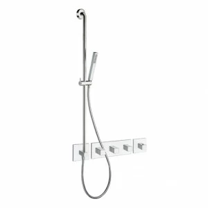 CRIXQ768 Внешние части термостатического смесителя для CRICS719 со скользящей штангой, ручным душем с защитой от накипи, гибким шлангом LONG LIFE и металлической пластиной Cristina Rubinetterie