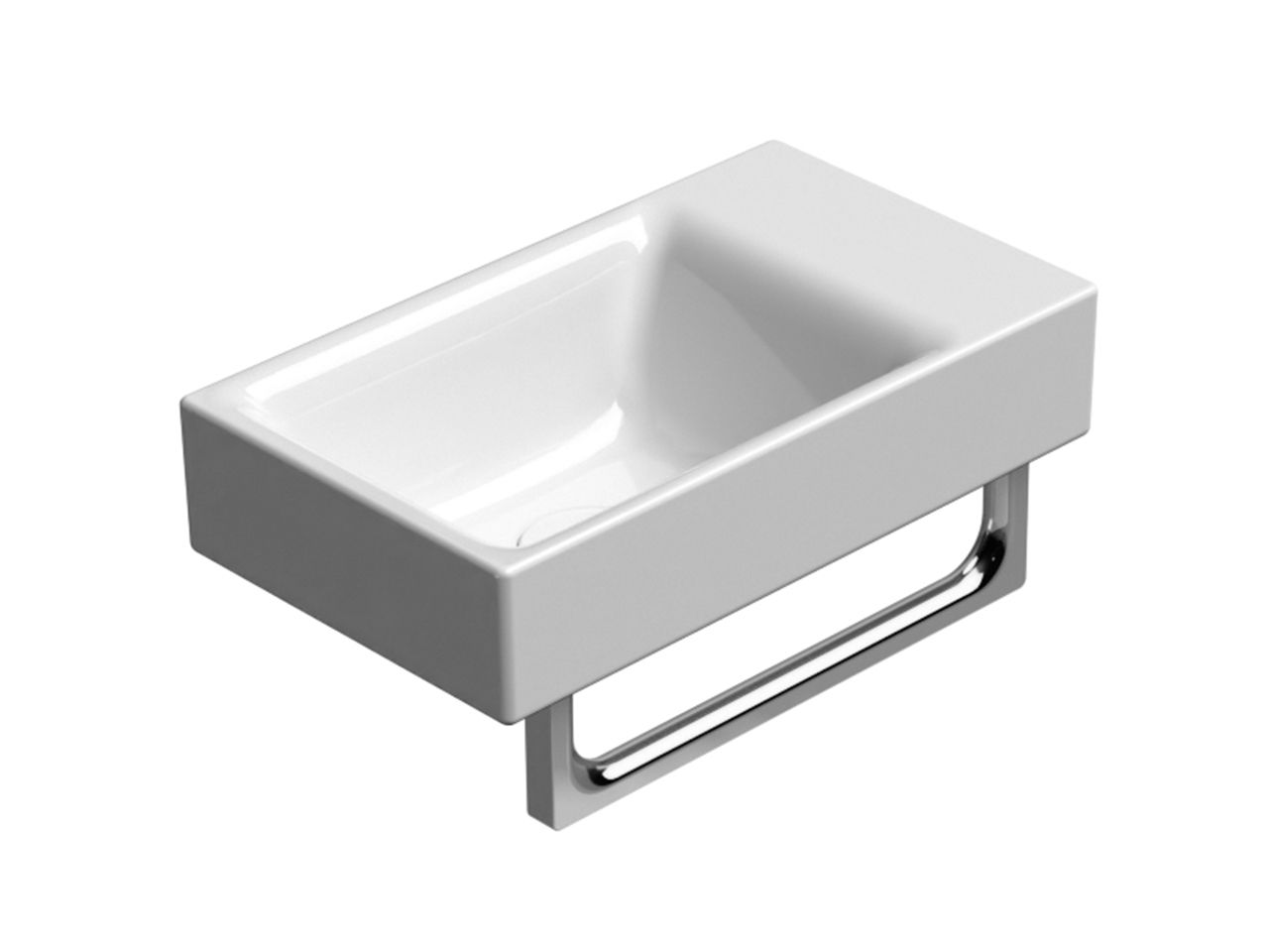 Керамическая подвесная прямоугольная ручная мойка с держателем для полотенец GSI ceramica Nubes ARCH-00075815