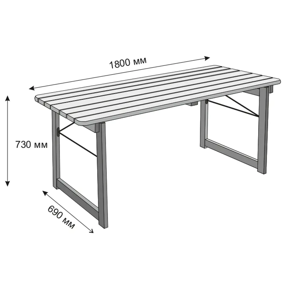 Стол садовый Бирфест 180х70х73 см складной дерево коричневый Santreyd STLM-2203341 - Вид №5
