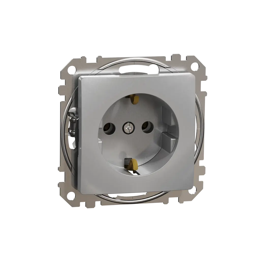 Розетка встраиваемая Systeme Electric Sedna Design с заземлением, цвет алюминий STLM-2134718 - Вид №1