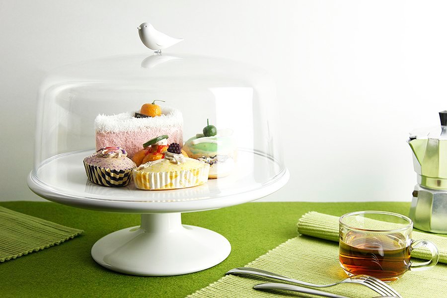 Подставка белая для сладостей с крышкой большая Sweet Tweet QUALY  00-3870133 Белый  - Вид №1