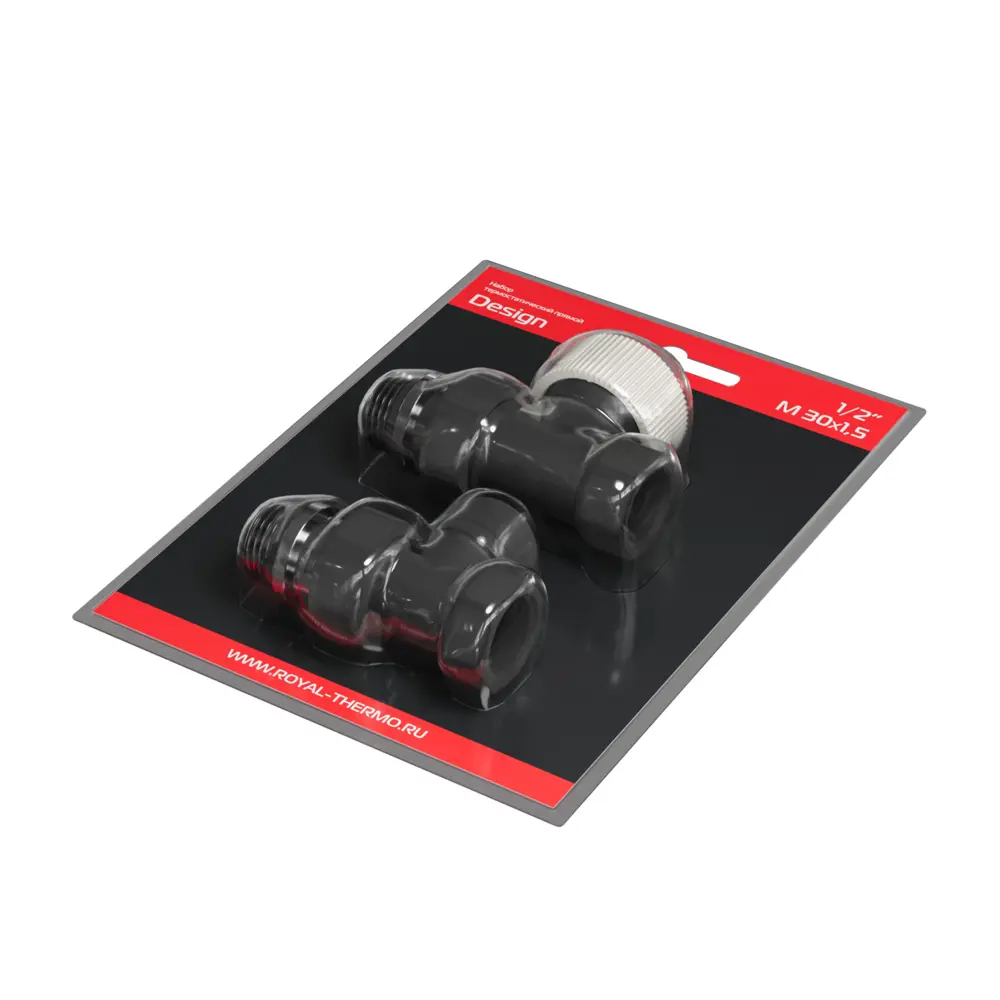 Термостатический комплект для радиатора прямой Royal Thermo Design 1/2" латунь цвет черный STLM-2039278 - Вид №6