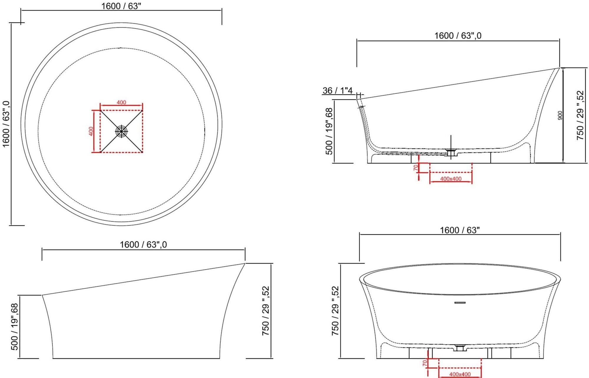 MOMA Design Отдельностоящая ванна с твердой поверхностью Evoque Evct - Вид №3