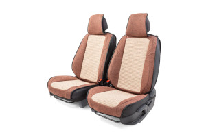 16521563 Каркасные 3D накидки на передние сиденья 2 шт., fiberflax/лен CUS-3024 COFFEE/BE CarPerformance