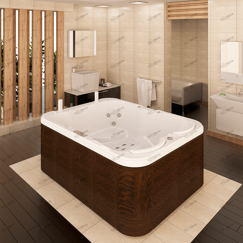 Минибассейн "МИШЕЛЬ" (перламутр), 2050х1550, рама-подставка, панели - декоративная террасная доска, 21 гидромассажная форсунка, 2 подголовника, хромотерапия 3 лампы, "SPA-контроллер", система фильтрации, система озонации, система подогрева воды, система с Radomir 130000051П