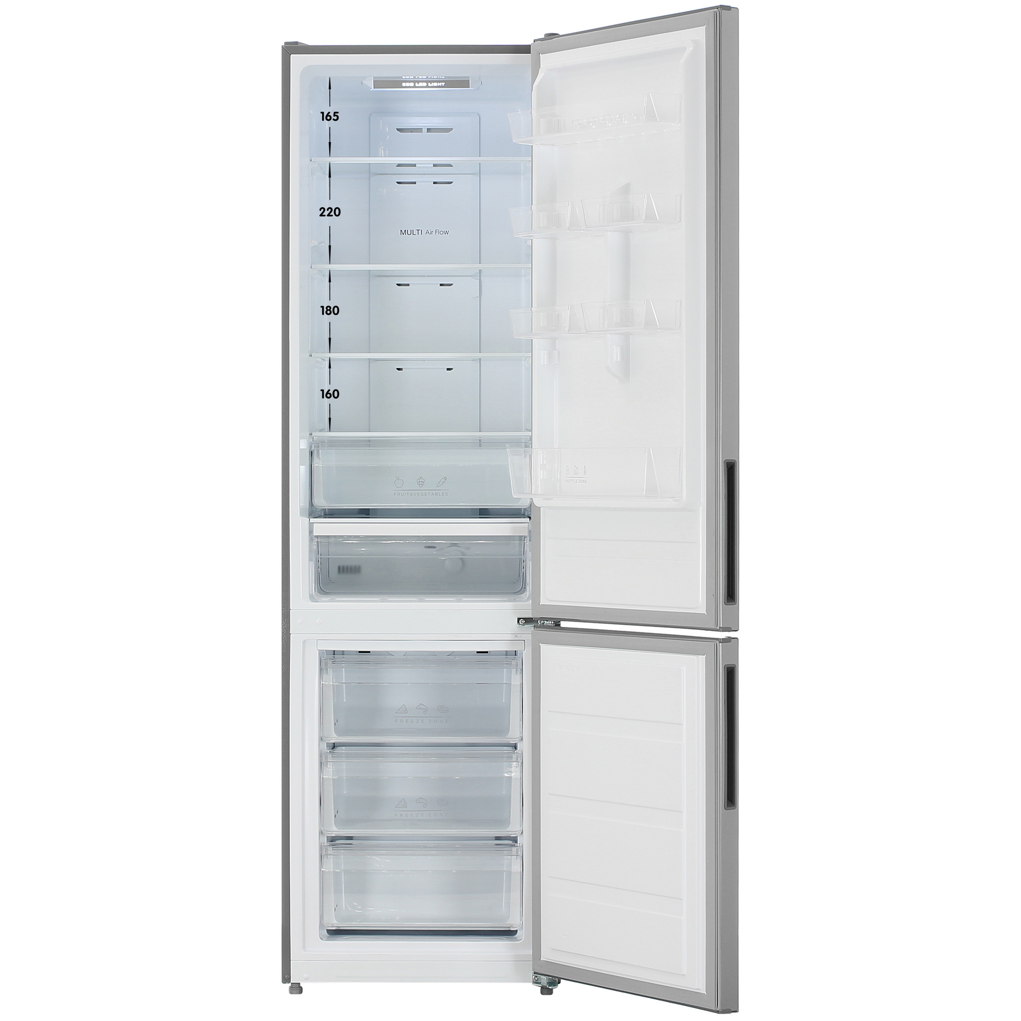 9263058 Холодильник с морозильником   DEXP B4-34AMA серебристый STDN-0122292 - Вид №1