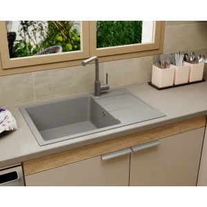 91990744 Мойка для кухни Bauedge Gr0163 оборачиваемая с крылом 22x47.50 см выпуск с сифоном в комплекте глубина чаши 20 см выпуск STLM-1344049