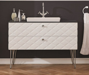 DIA331201(896/896) Puris Diamond Line, тумба с белой столеш. 1200 мм + рак. мин. литье 600 мм, цвет черный диамант