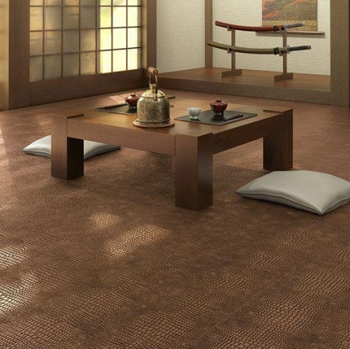 Кожаный пол CorkStyle Kroko Redbrown Натуральная кожа (Рельефная) 915х305 мм 1001500015 - Вид №1