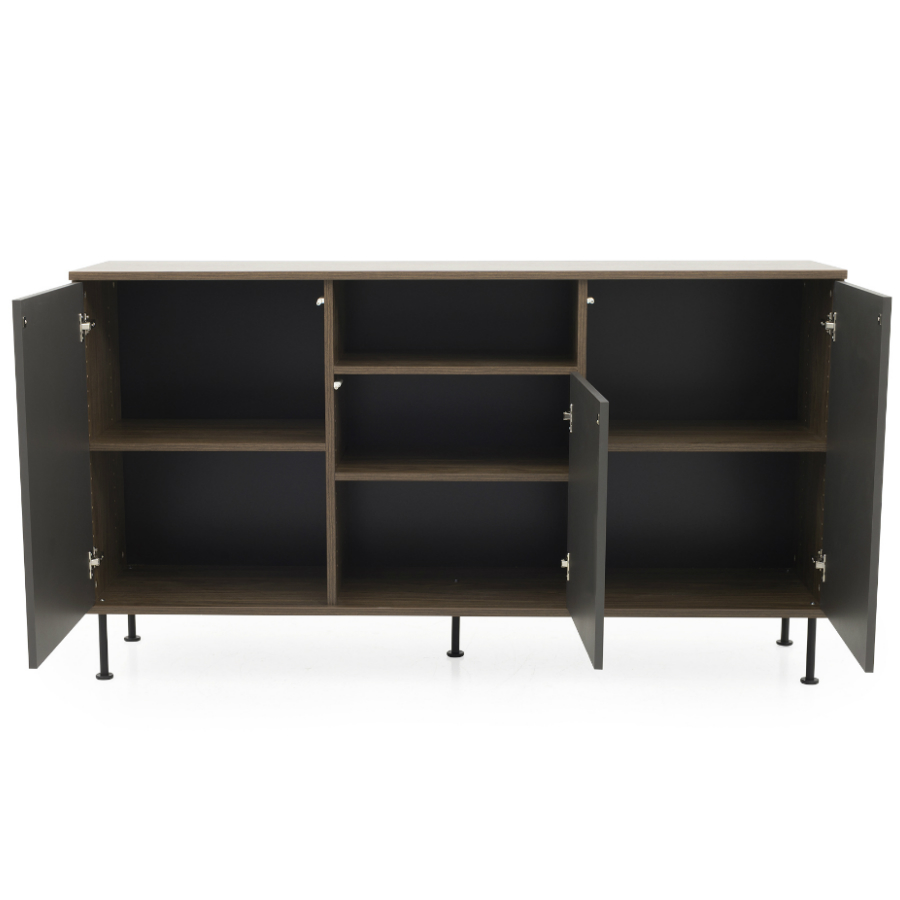 Сервант Tenzo Daxx, меламин/металл, 90х163х43 см, серо-коричневый 7175334 - Вид №4