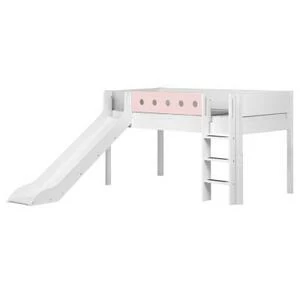 Кровать Flexa White с горкой, 190 см, белая с розовым