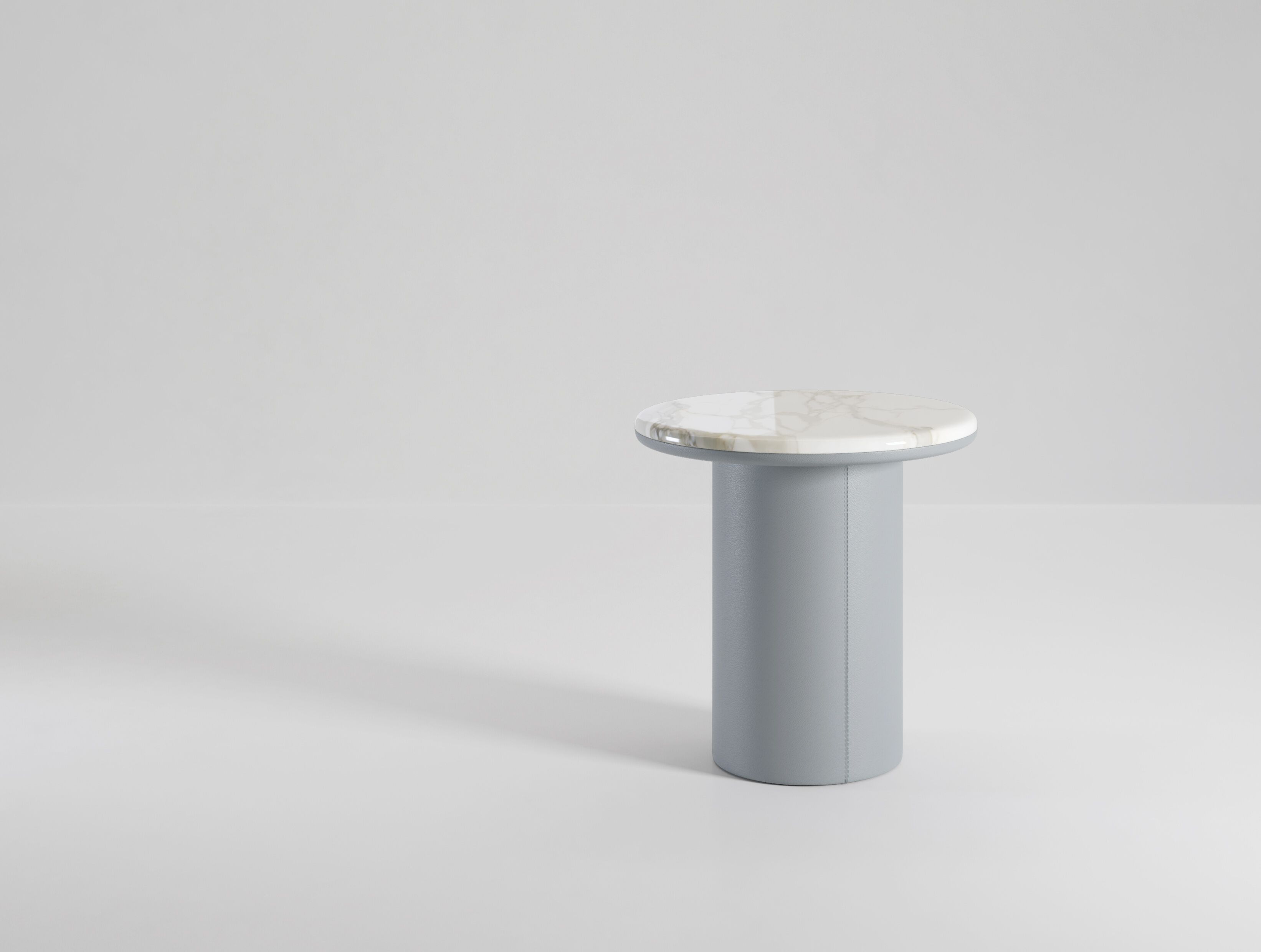 Круглый мраморный журнальный столик с кожаной основой Secolo GEMINI ARCH-00031420 - Вид №2