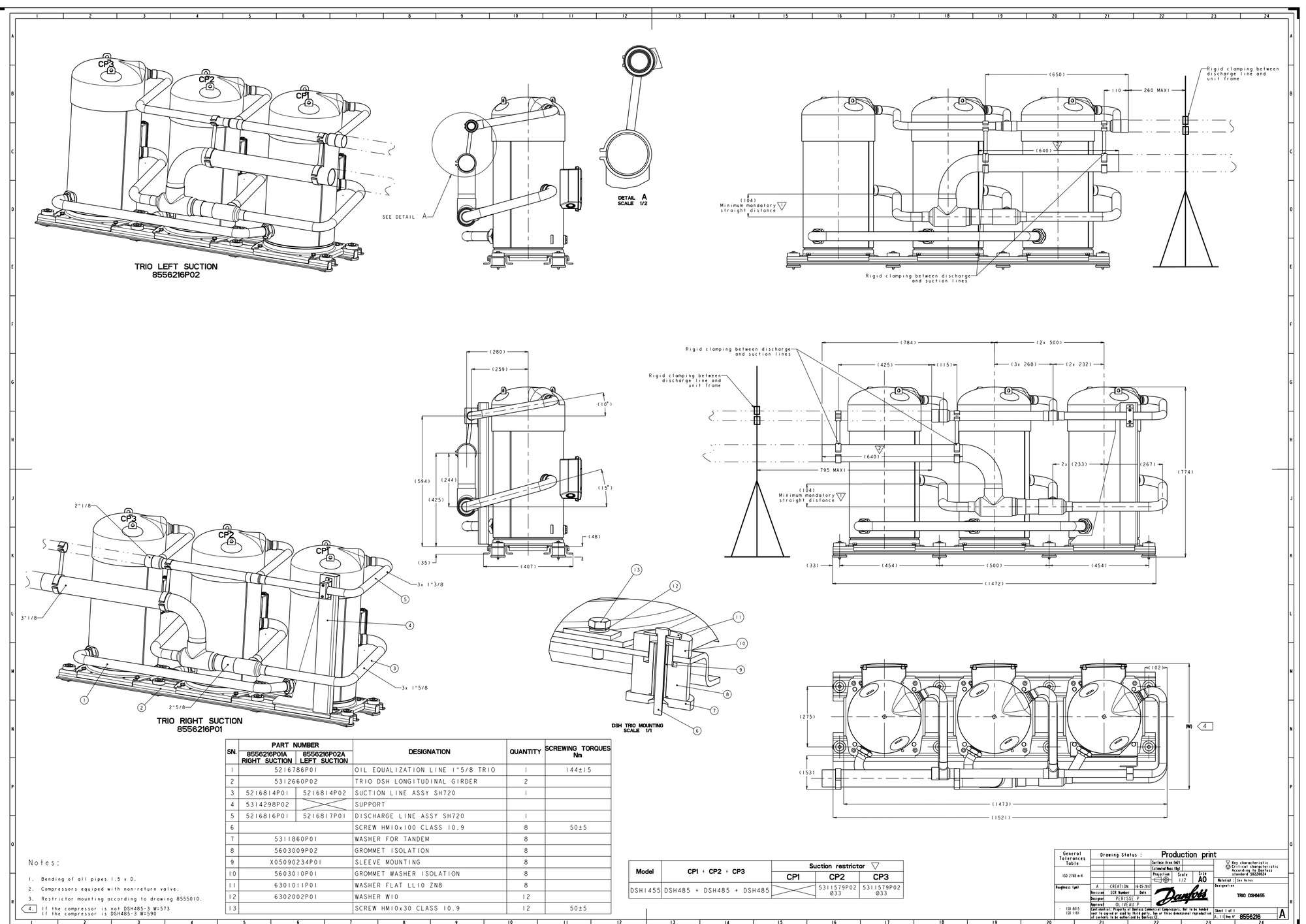 Danfoss DSH — Герметичные спиральные компрессоры, R410A DSH184A4AL Компрессор спиральный 120H1222  - Вид №7