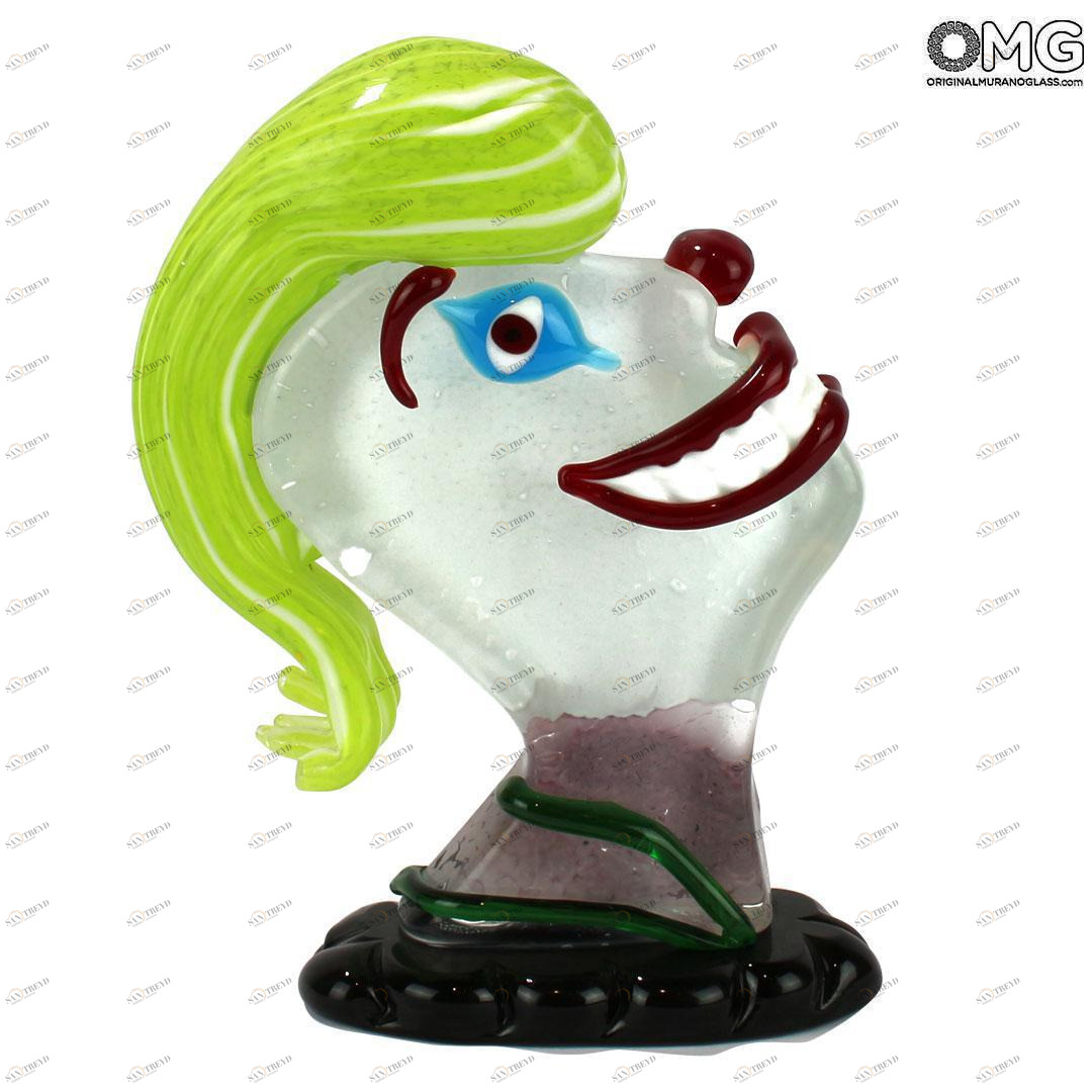 4711 ORIGINALMURANOGLASS Скульптура Голова Женщины - Pop Art - Original Murano Glass OMG 21 см PICASSO
