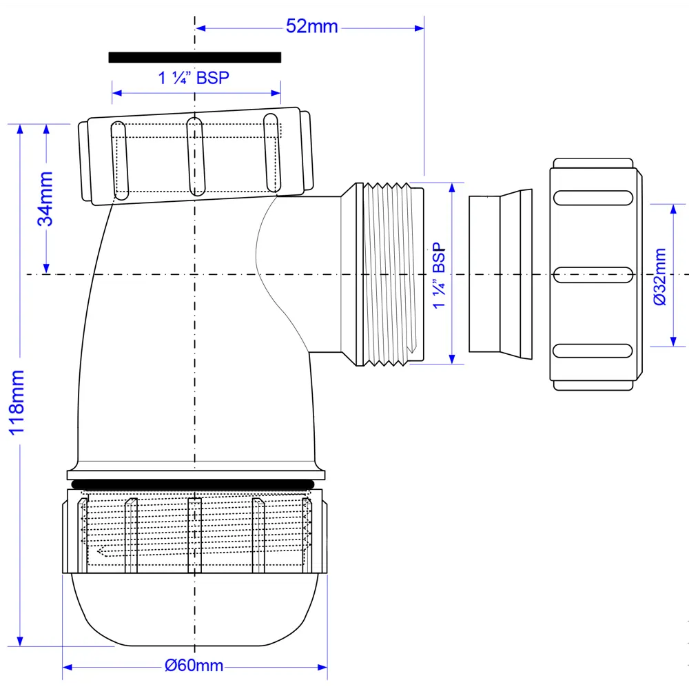 Сифон для раковины McAlpine без выпуска ø32мм MRW2-NW-MINI STLM-2169306 - Вид №3