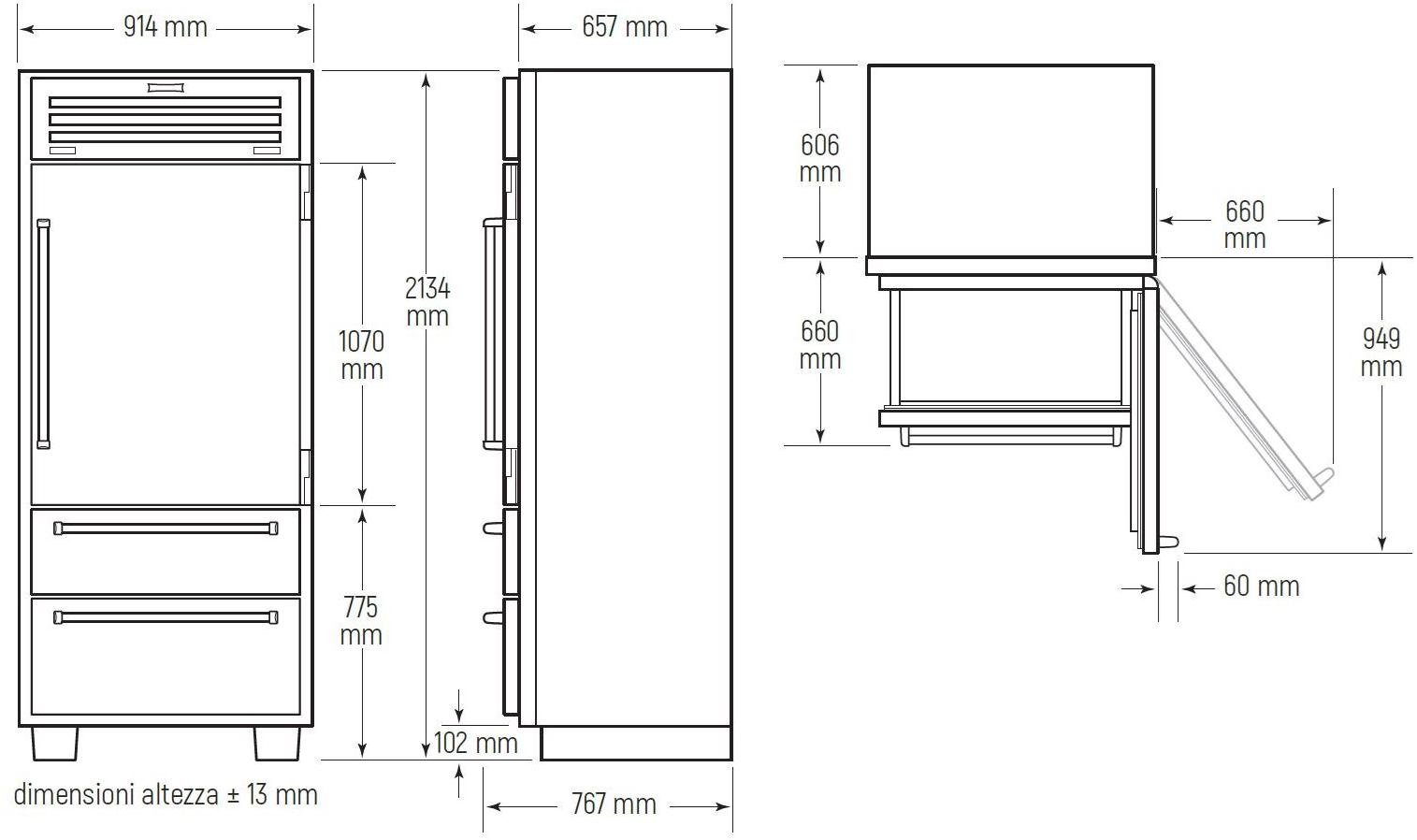Sub-Zero Комбинированный холодильник с выдвижным ящиком из нержавеющей стали Pro 48 sun-id-1376846 - Вид №10