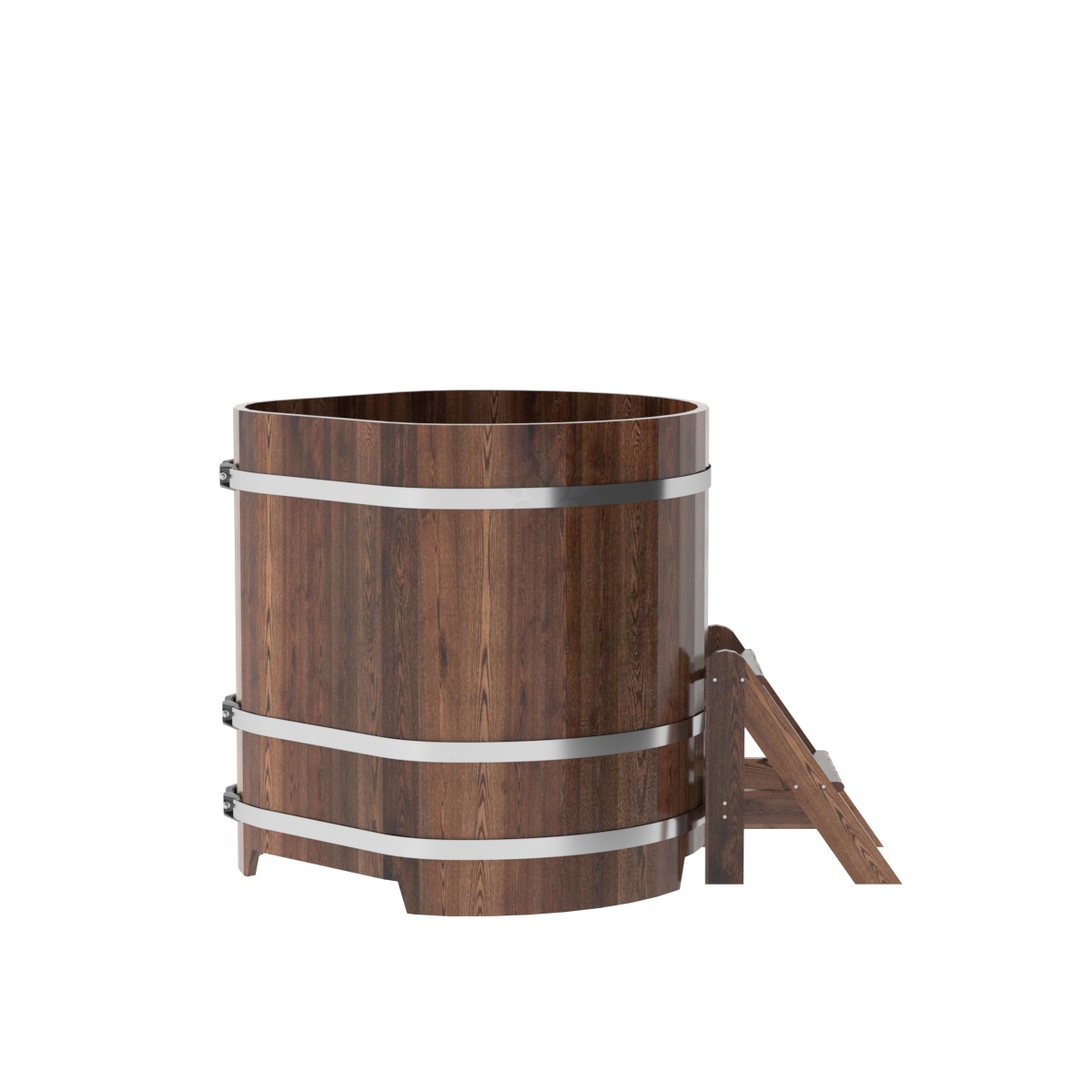 1224 Купель угловая из лиственницы 1,03х1,03х1,1 морёная премиум Alyarus  - Вид №2