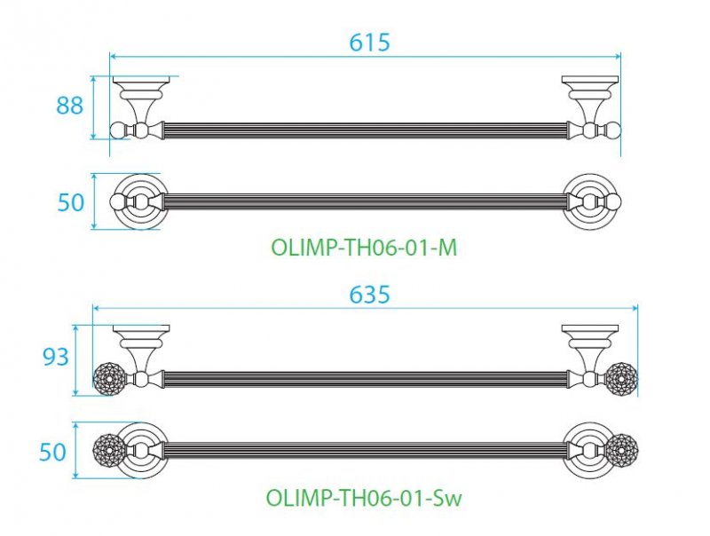 Полотенцедержатель 60 см CEZARES OLIMP-TH06-01-Sw - Вид №1