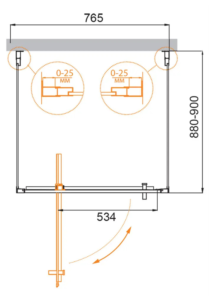 91515076 Душевой уголок Cezares MOLVENO-BA2-80/90-C-Cr-IV прямой 80x90см хромированный профиль эффект стекла прозрачный STLM-0971286