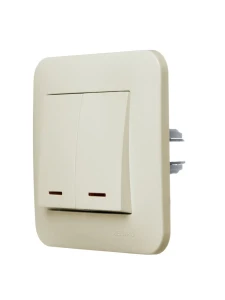 ASTI Выключатель двойной с подсветкой крем