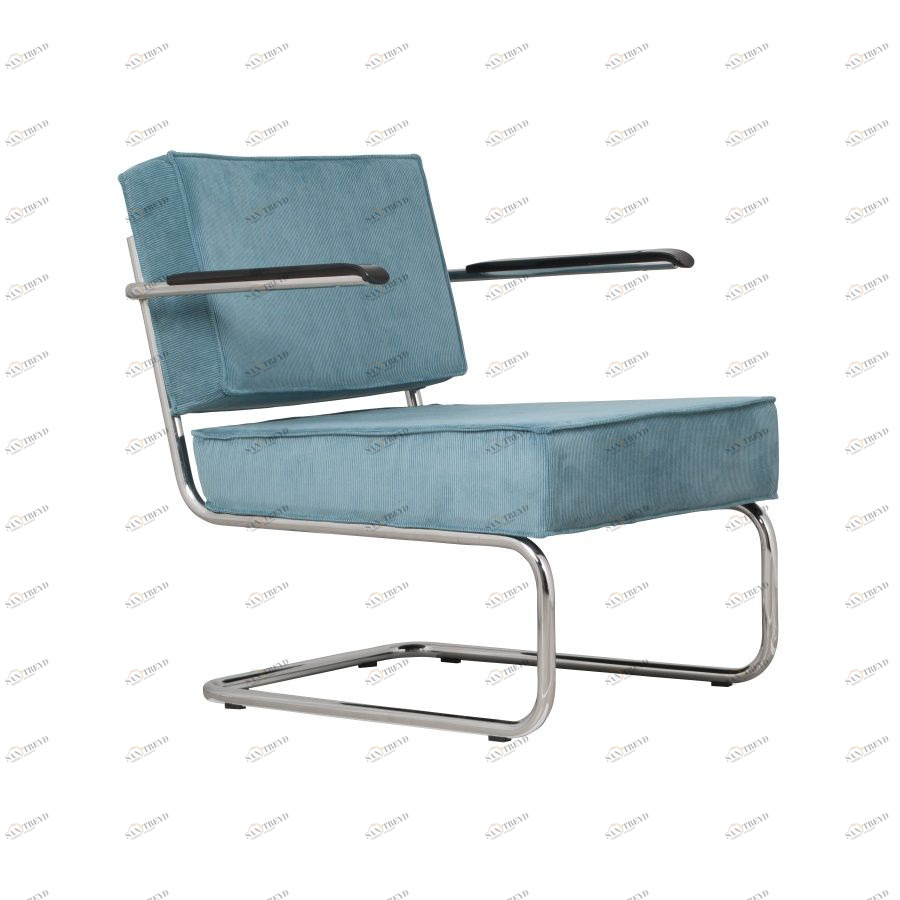 Кресло Lounge Ridge Rib с подлокотниками, синее Zuiver 3100017