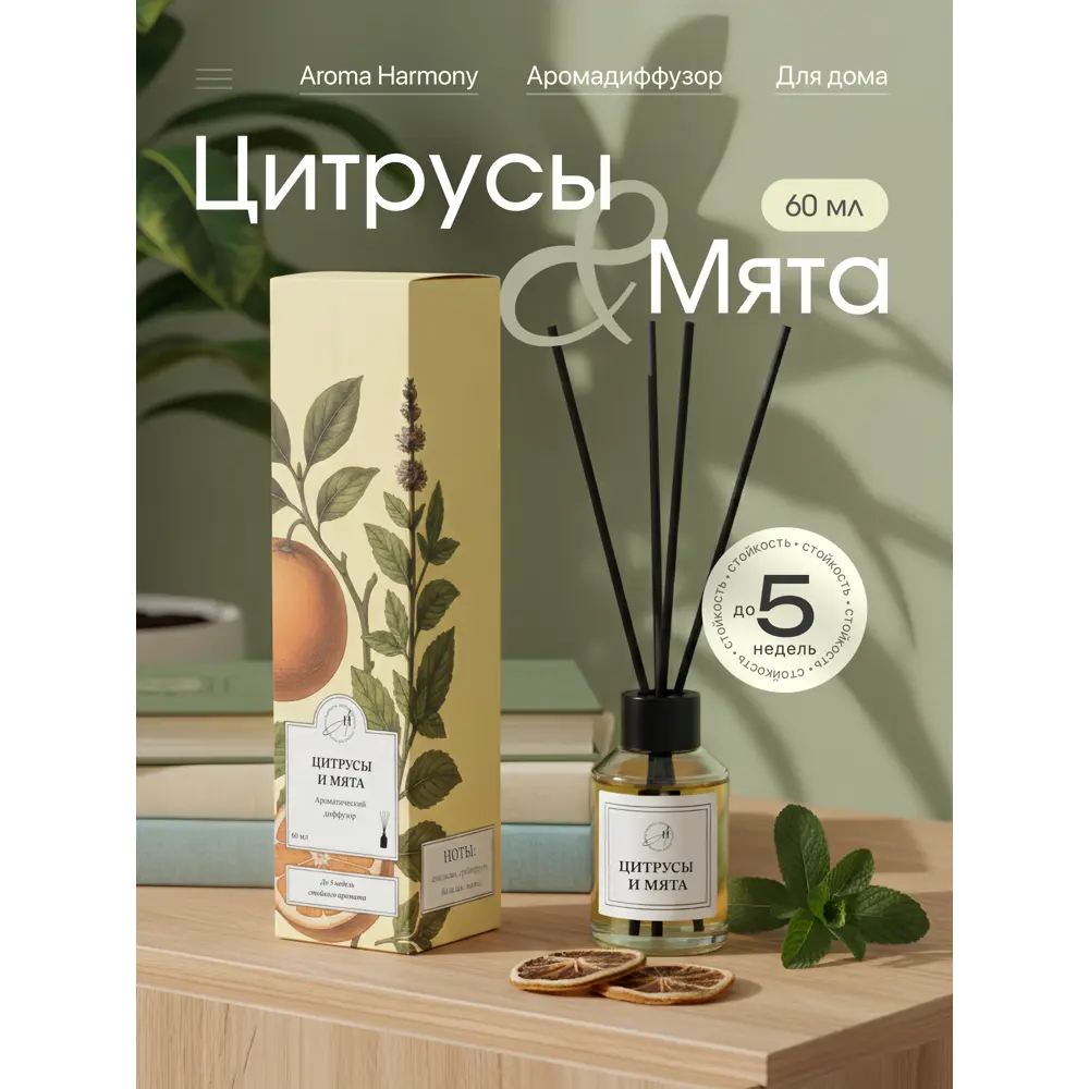 Ароматический диффузор Aroma Harmony Цитрусы и мята 60 мл STLM-2108311 - Вид №1