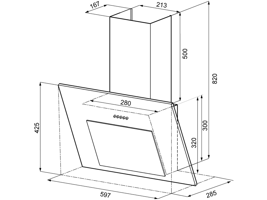 8164321 Вытяжка наклонная KRONA FIONA 600 PB черный/черный STDN-0105456 - Вид №5