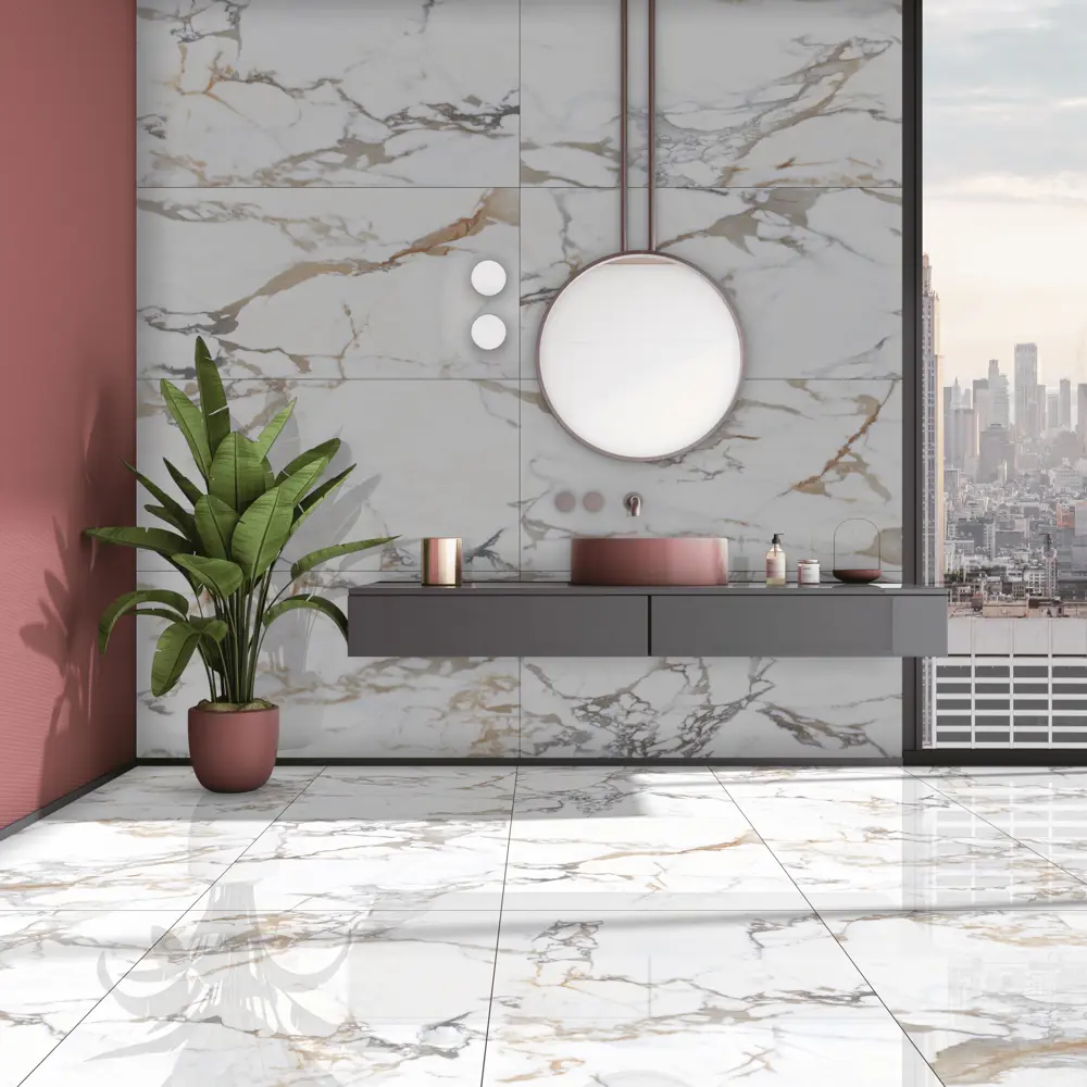 Керамогранит Italian Statuario 60x60 см 1.44 м² полированный цвет белый Santreyd End Italian STLM-2194121 - Вид №3