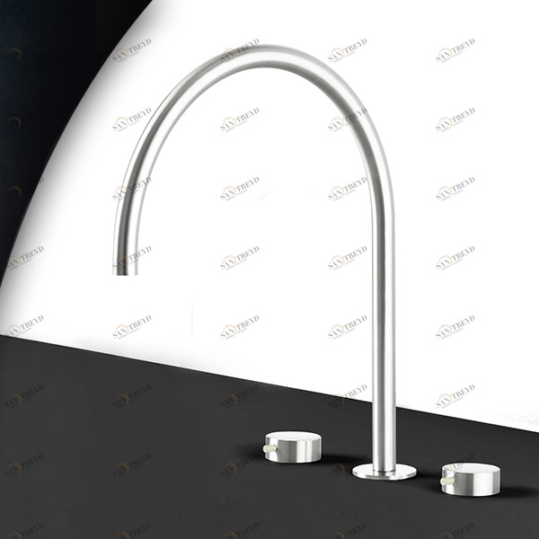 Смеситель для раковины сталь глянцевая с серой ручкой Toki Radomonte TKI26LCIL39