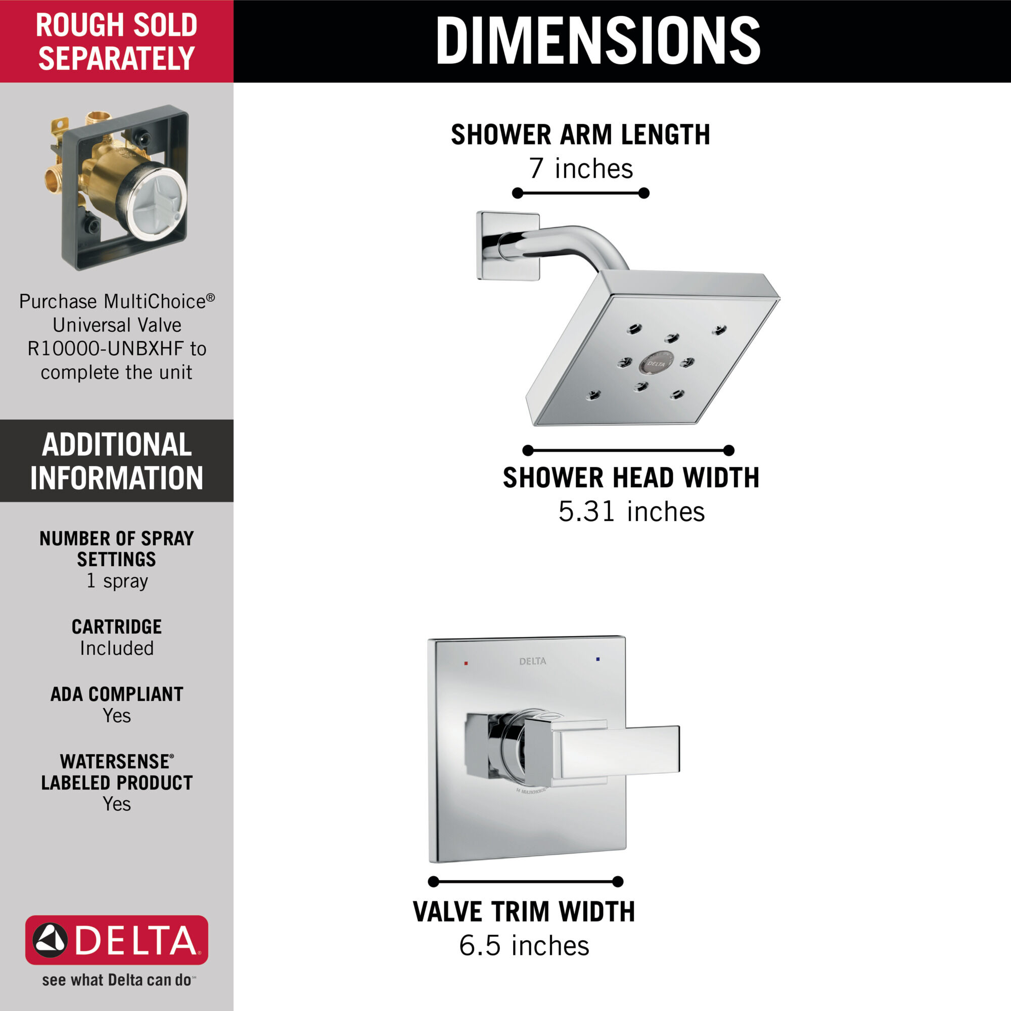 T14267 Накладка для душа Monitor® 14 серии H2Okinetic® Delta Faucet Ara Хром - Вид №2