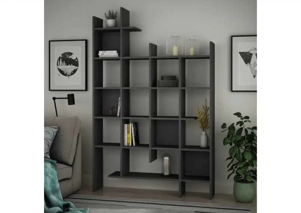 91769153 Стеллаж деревянный Leve 122x188x26 см нагрузка до 5 кг МДФ с покрытием цвет серый STLM-1080122