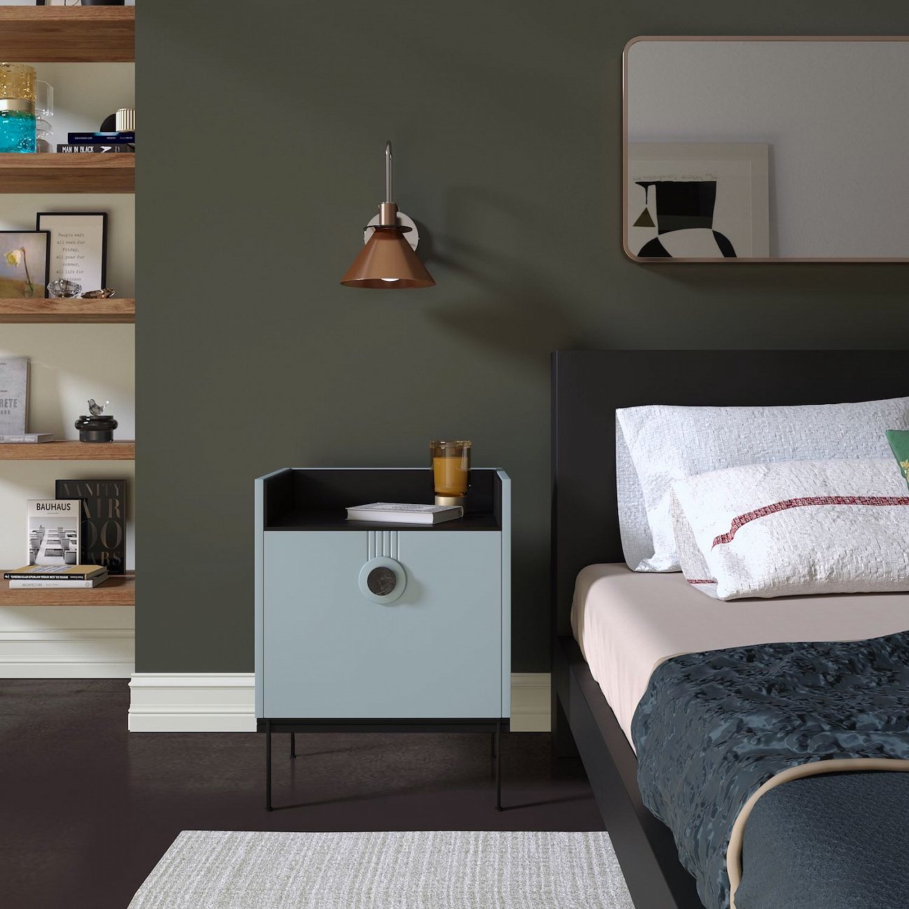 Тумба прикроватная голубая Lago BRAGIN DESIGN LIVING 00-3974655 Голубой - Вид №1