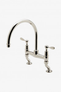 EAKM02 Faucet кухни Gooseneck моста с двумя отверстиями Easton классический, ручки рычага металла Waterworks