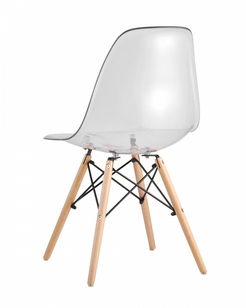 Стул со спинкой прозрачный с деревянными ножками Eames Clear EAMES ДИЗАЙНЕРСКИЕ, EAMES DSW 00-3882027 Прозрачный  - Вид №3