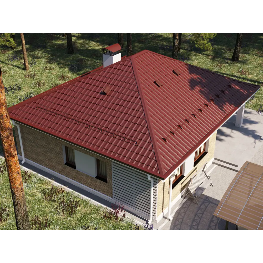 Металлочерепица 0.5 мм ГОСТ 500x1180 мм RAL 3005 красный 89296950 STLM-2204941 Santreyd  - Вид №3