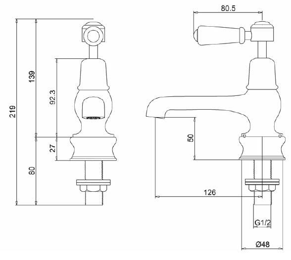 Смеситель для раковины с 2 отверстиями Burlington KENSINGTON REGENT ARCH-00079197 - Вид №4