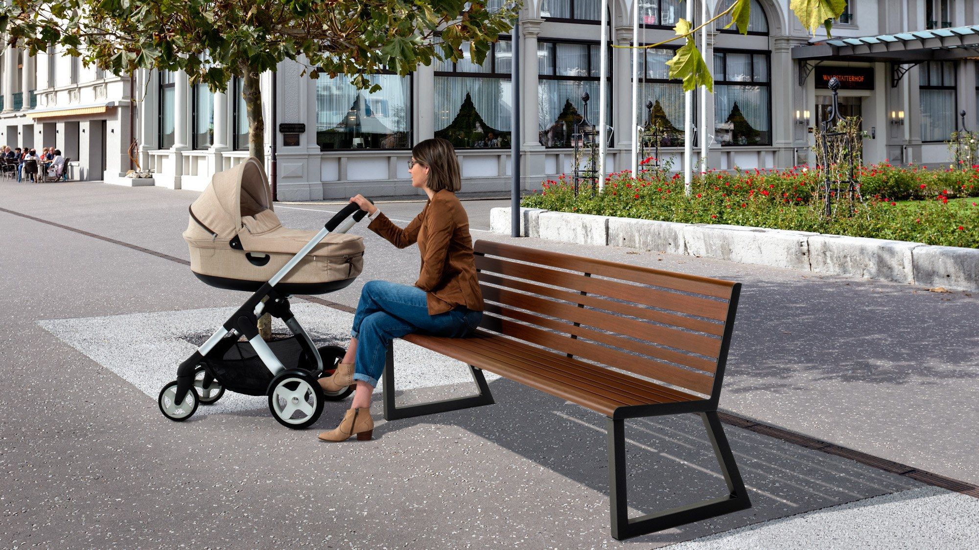 Алюминиевая скамья со спинкой Urbantime Портфель.h24 ARCH-00050393 - Вид №1