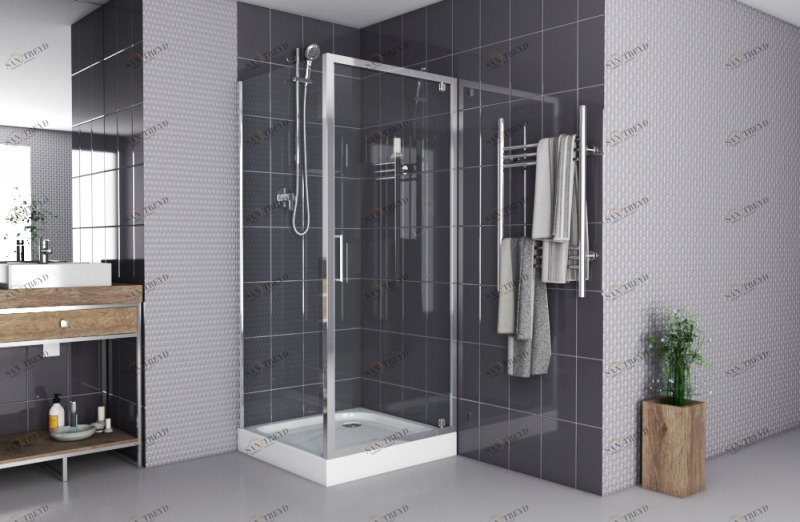 Душевое ограждение (без поддона), одна распашная дверь DROP BS090.2110A bravat